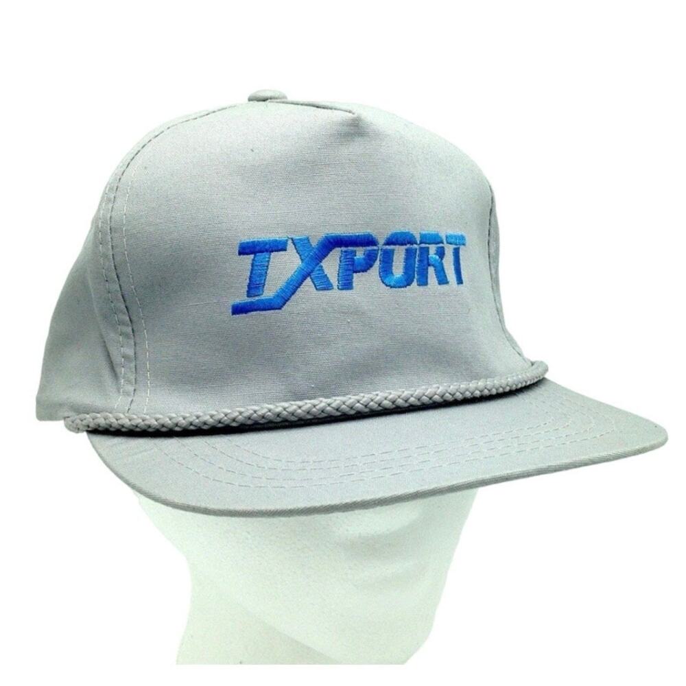 Ixport Snapback Trucker Hat Baseball Cap Corded Gray Blue Vintage 80s 90s